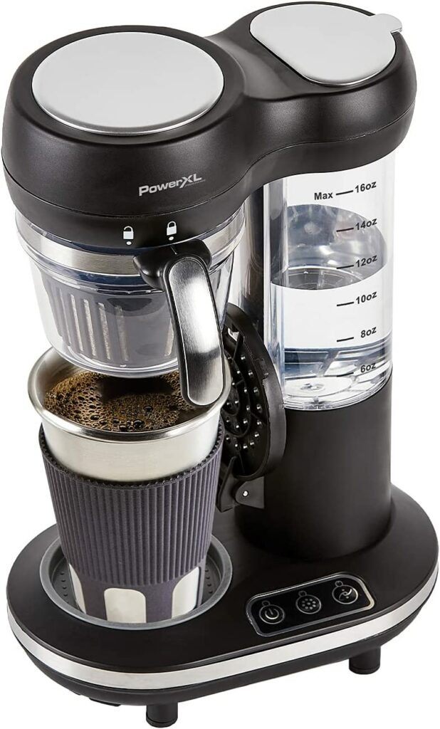 PowerXL Grind & Go, Automatic Single Serve Coffee Maker with Grinder.